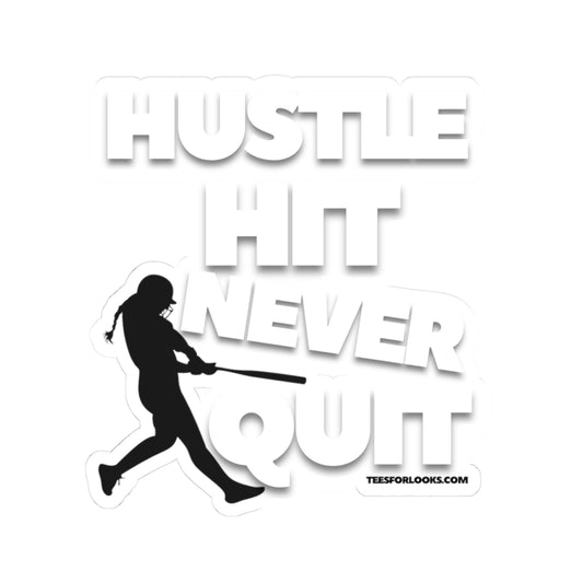 Inspirational Baseball Stickers - "Hustle Hit Never Quit"