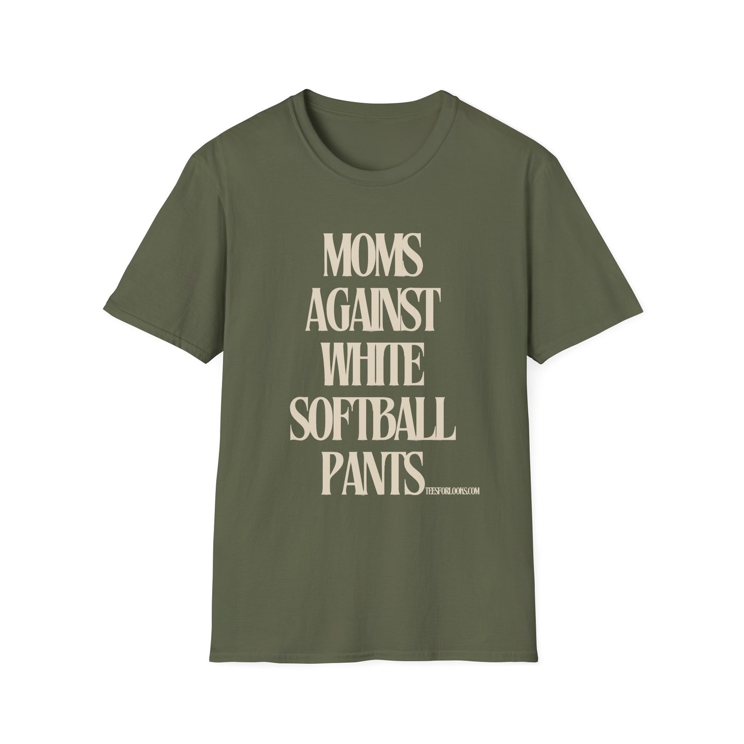 Unisex Softstyle T-Shirt - Moms Against White Softball Pants