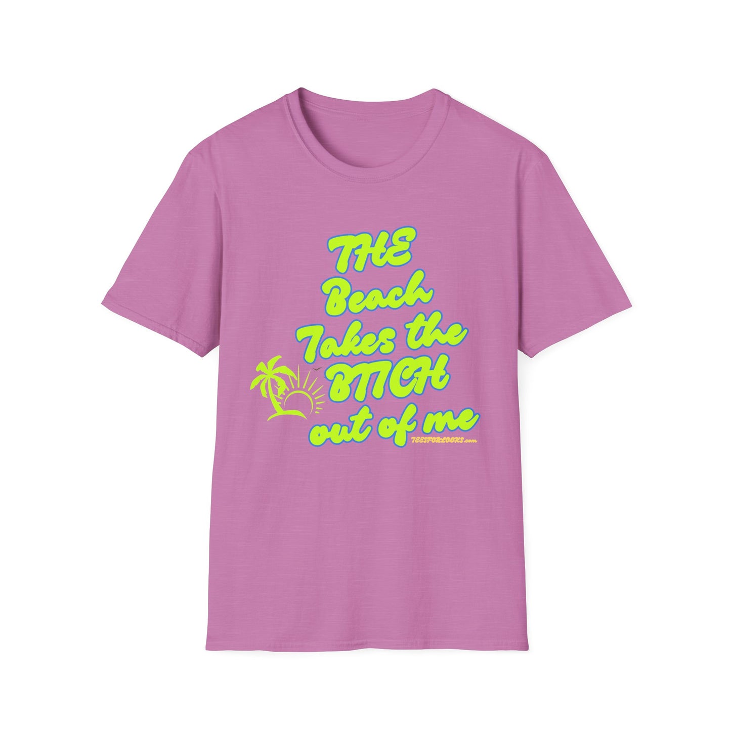 "The Beach Takes the B**** Out of Me" Unisex Softstyle T-Shirt - Fun Summer Graphic Tee