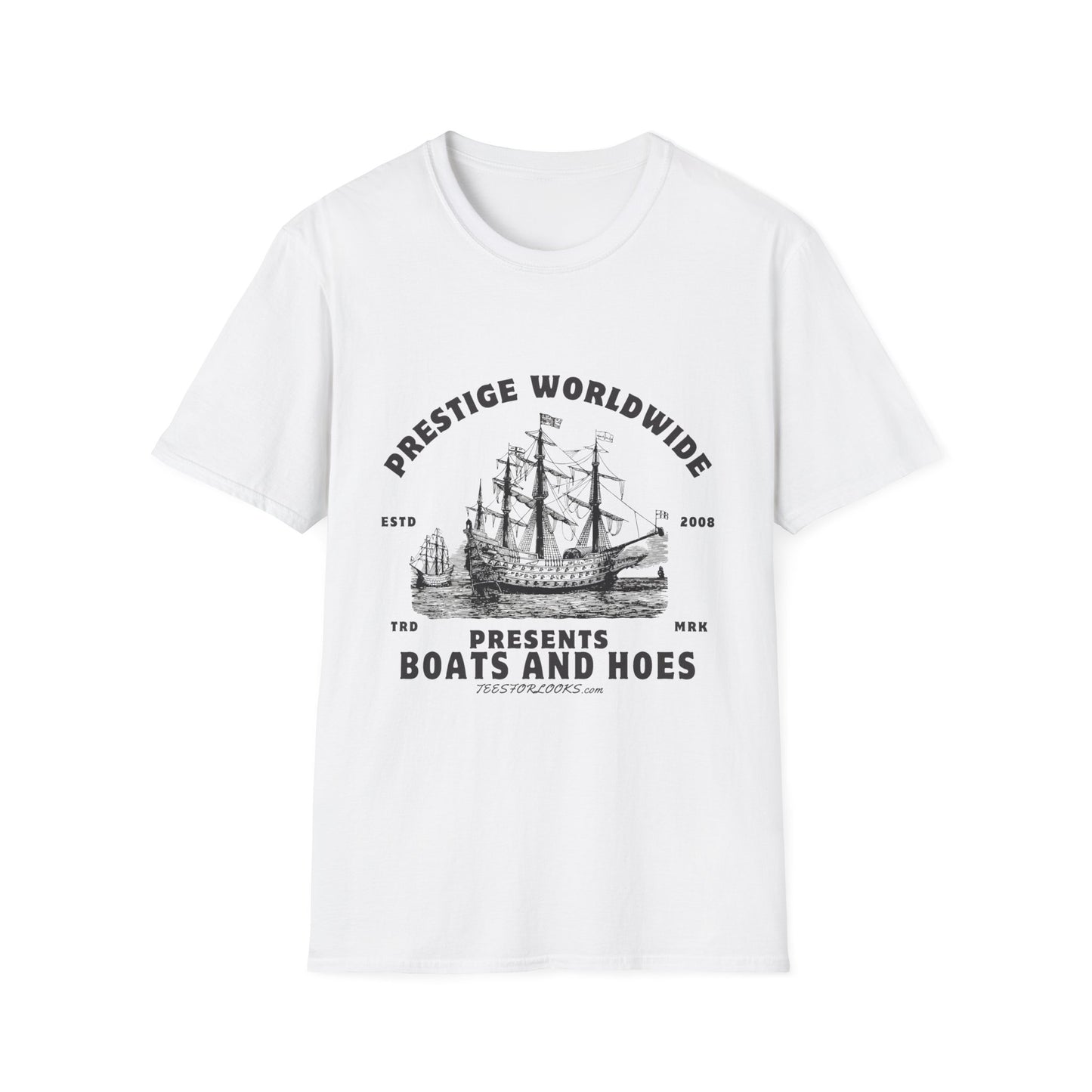 Prestige Worldwide T-Shirt - Boats and Hoes Graphic Tee for Fun Lovers