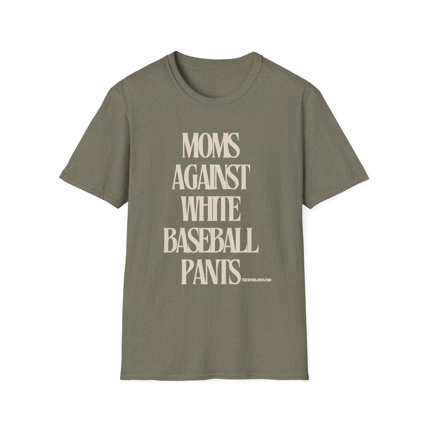 Moms Against White Baseball Pants Unisex Softstyle T-Shirt