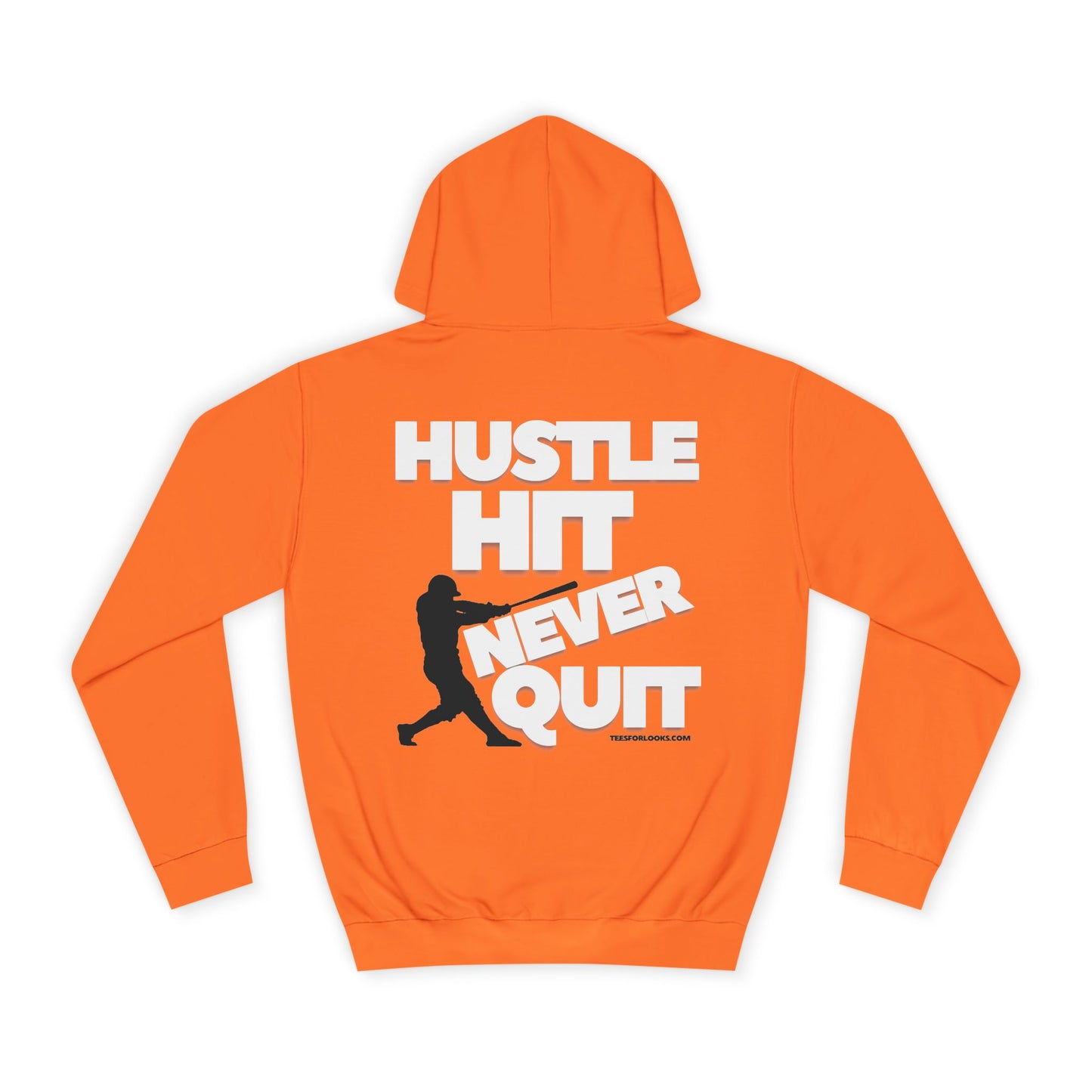 Unisex College Hoodie - Hustle Hit Never Quit Baseball Design