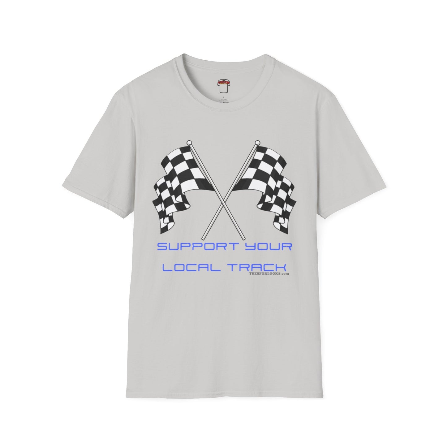 Support Your Local Track Unisex Softstyle T-Shirt - Racing Flags Design