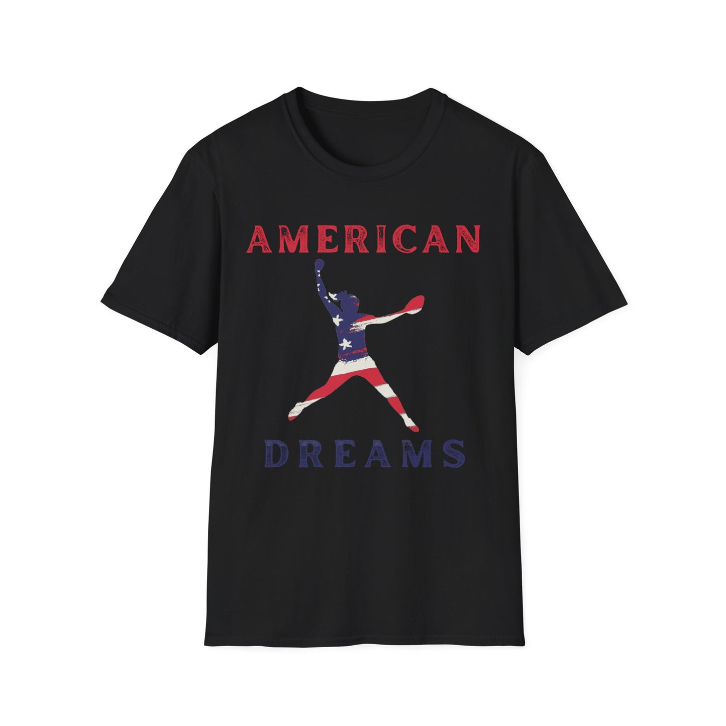 American Dreams Unisex Softstyle T-Shirt, Patriotic Apparel, Summer BBQ, Independence Day, Birthday Gift, Casual Wear