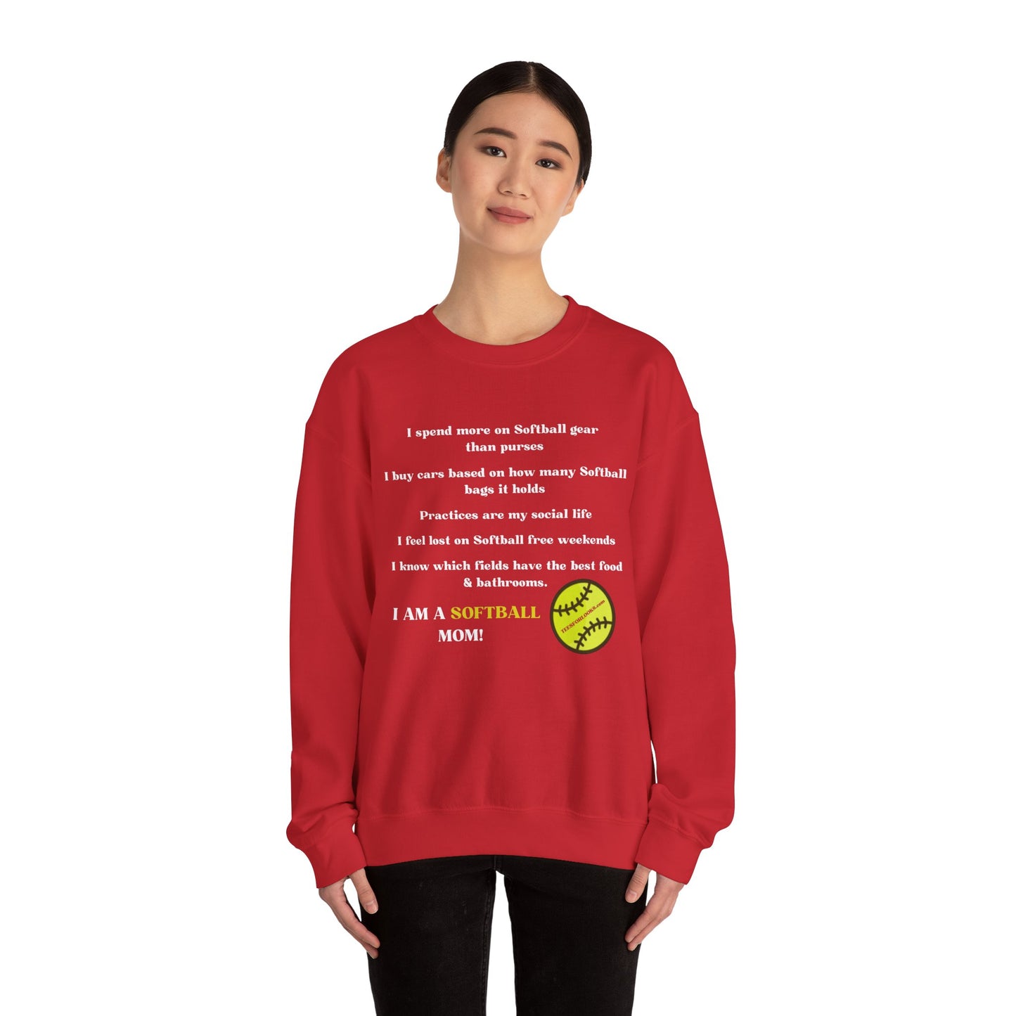 Softball Mom Crewneck Sweatshirt – Perfect for Softball Season and Weekends