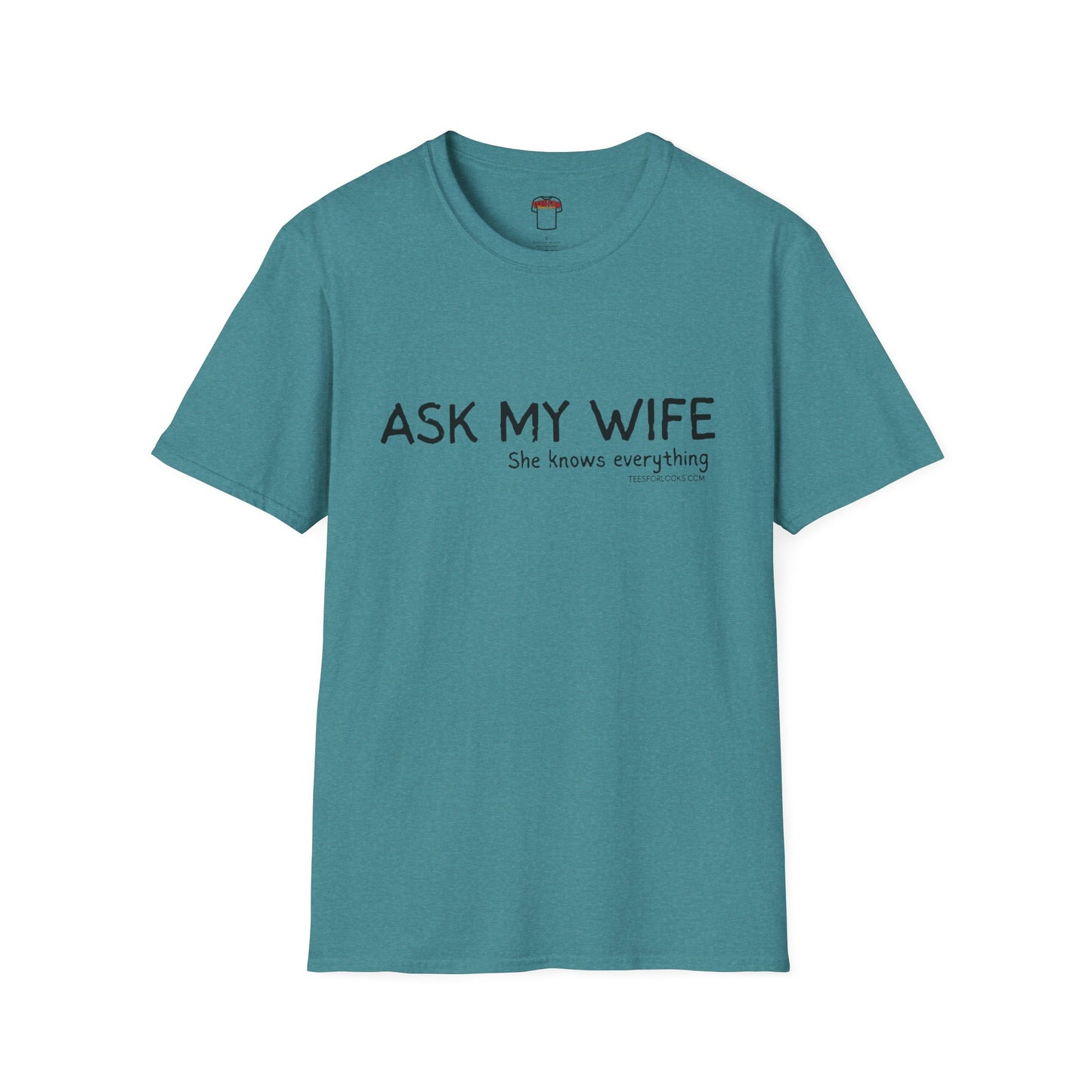 Funny Unisex Softstyle T-Shirt - "Ask My Wife" Graphic Tee