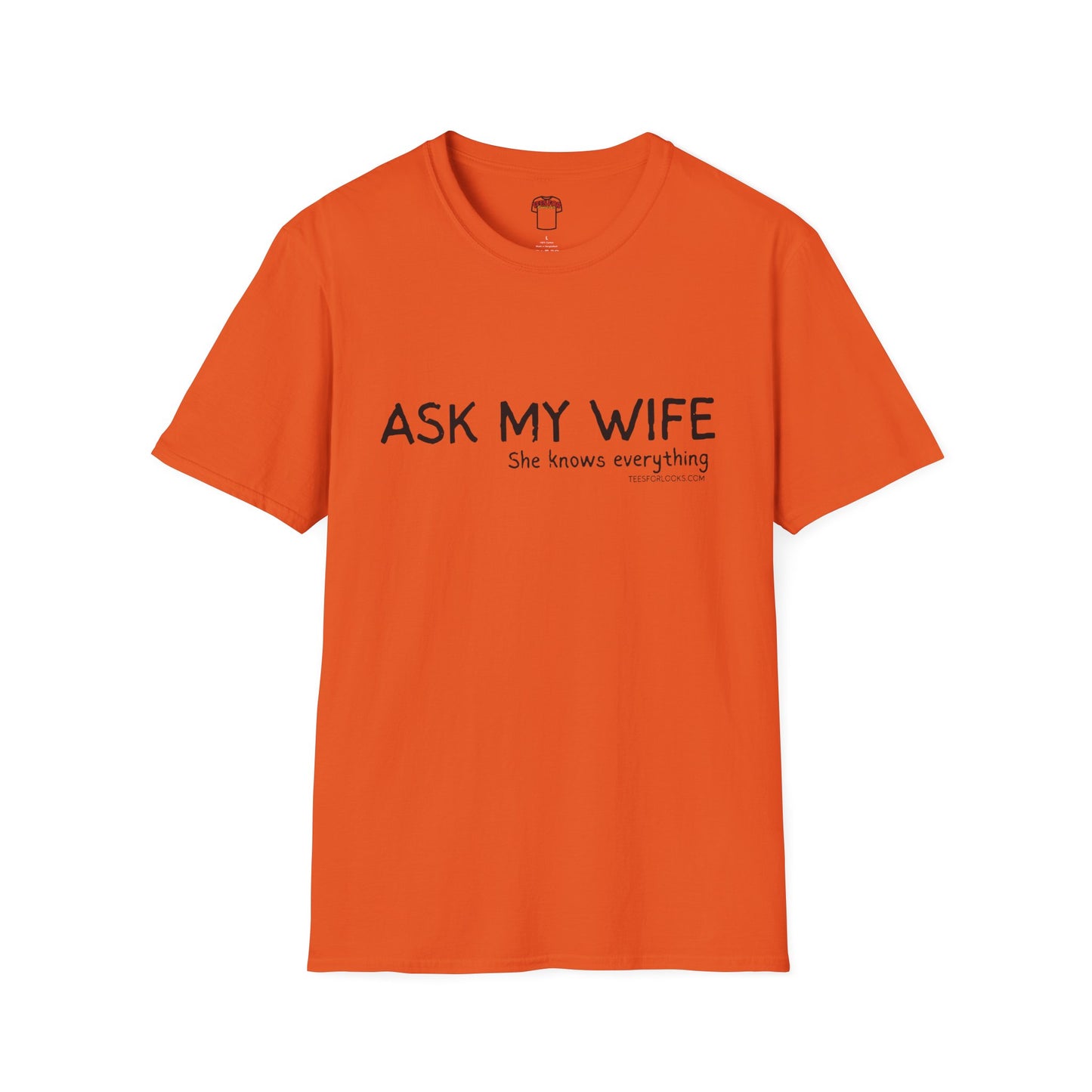 Funny Unisex Softstyle T-Shirt - "Ask My Wife" Graphic Tee