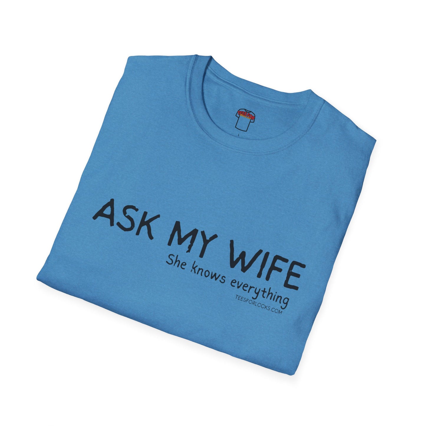 Funny Unisex Softstyle T-Shirt - "Ask My Wife" Graphic Tee