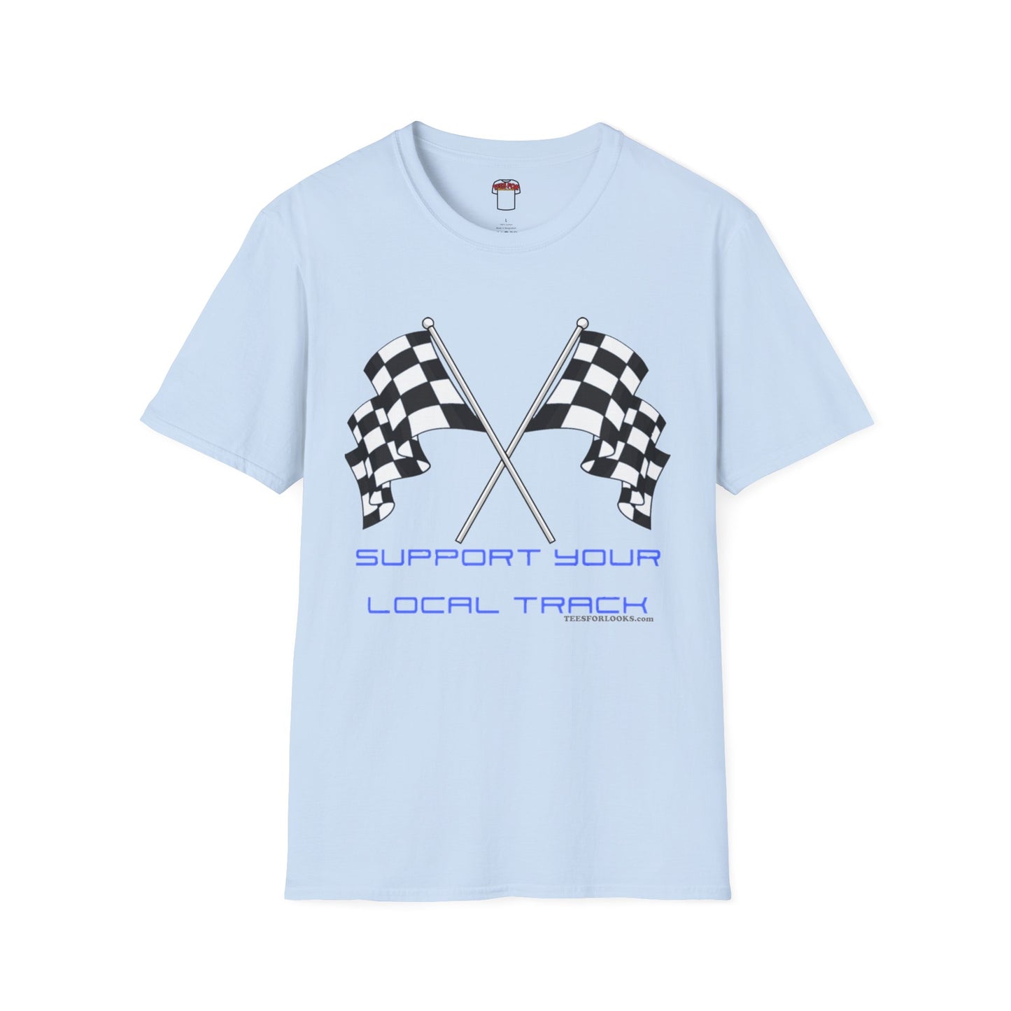 Support Your Local Track Unisex Softstyle T-Shirt - Racing Flags Design