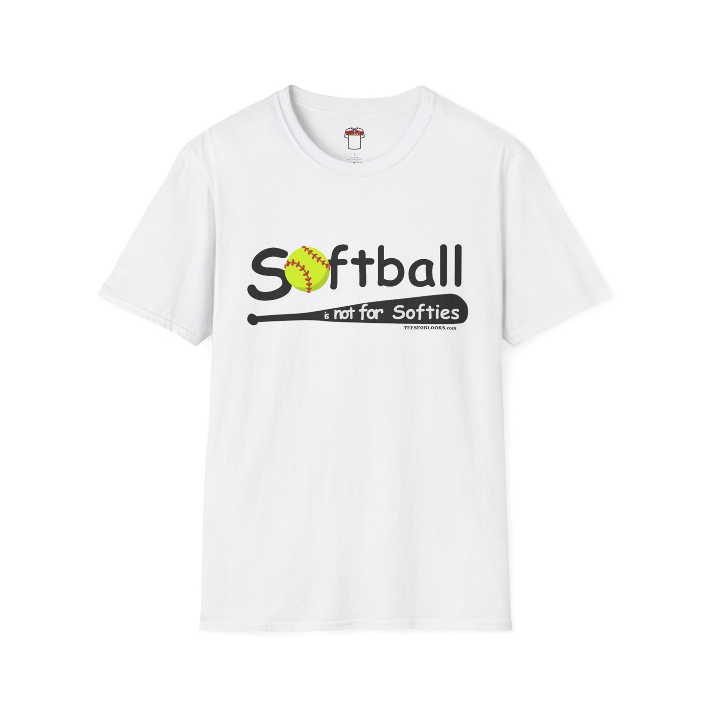 Softball Enthusiast Unisex Softstyle T-Shirt - 'Softball is Not for Softies'